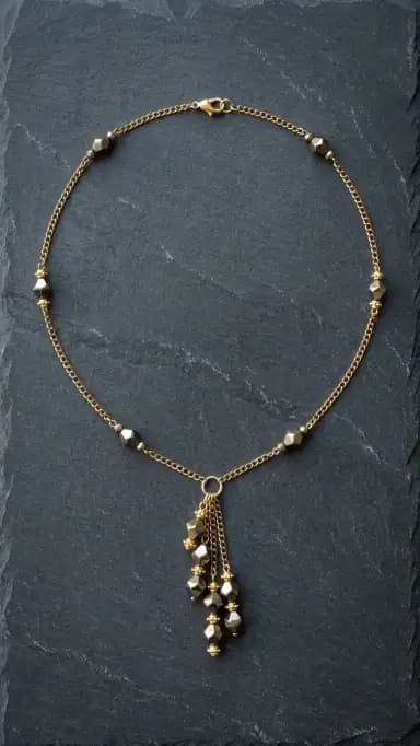 "Jupiterre" - Copper Murano Goldfoil Glass & Pyrite Necklace