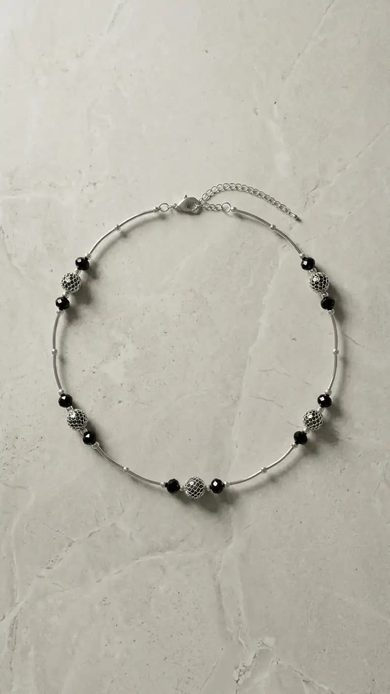 "The Matrix" - Modern Black & Blue Artisan Necklace