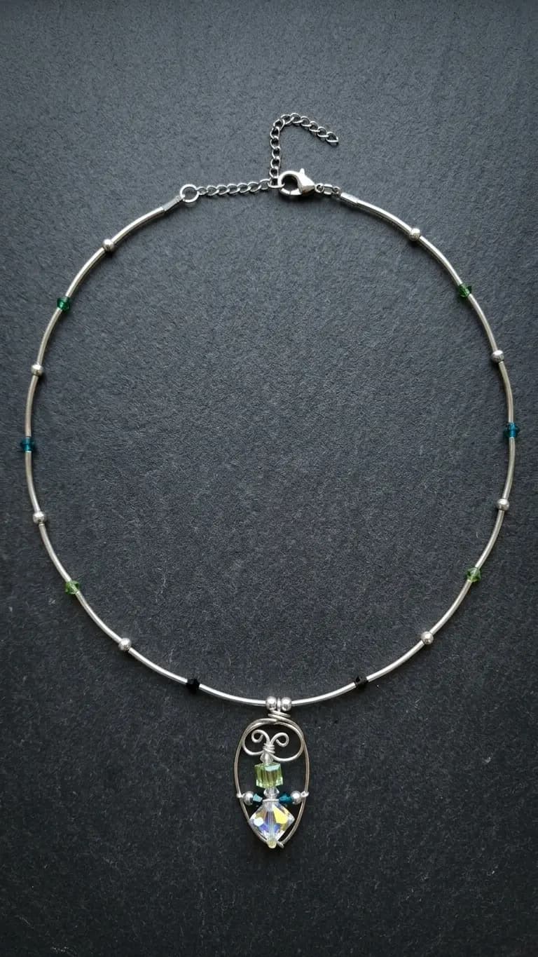 "Chromatix" - Swarovski Artistic Asymmetrical Swirl Necklace