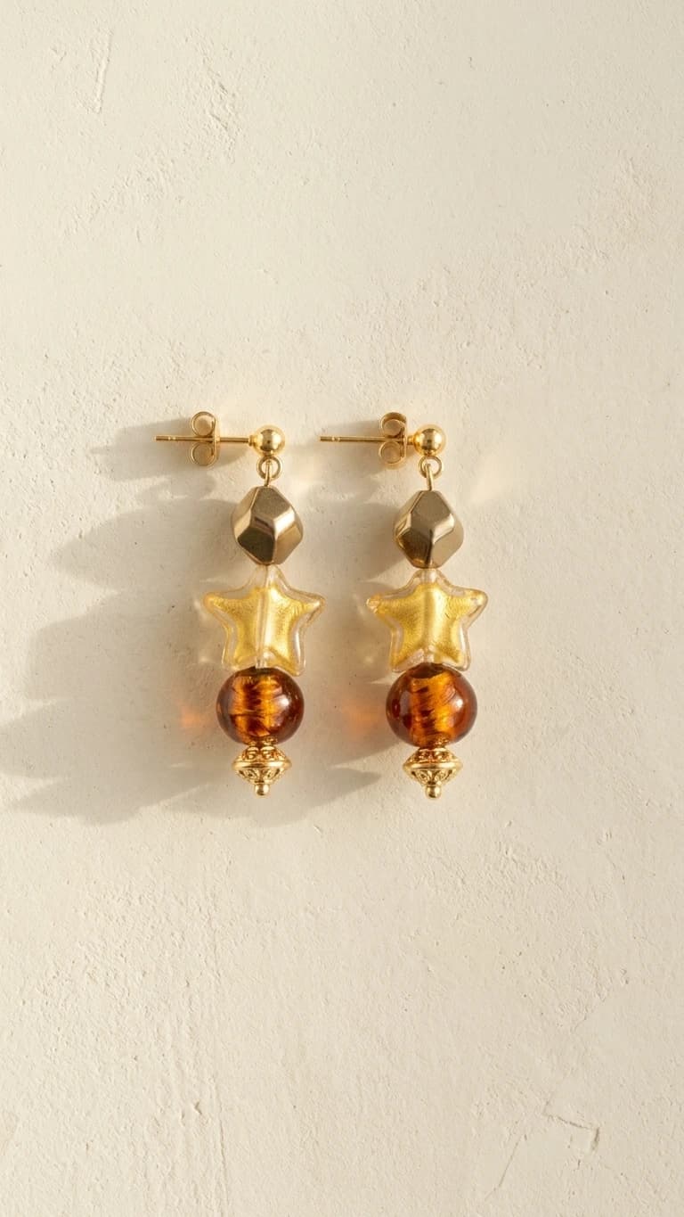 "Jupiterre" - Murano Goldfoil Star Earrings