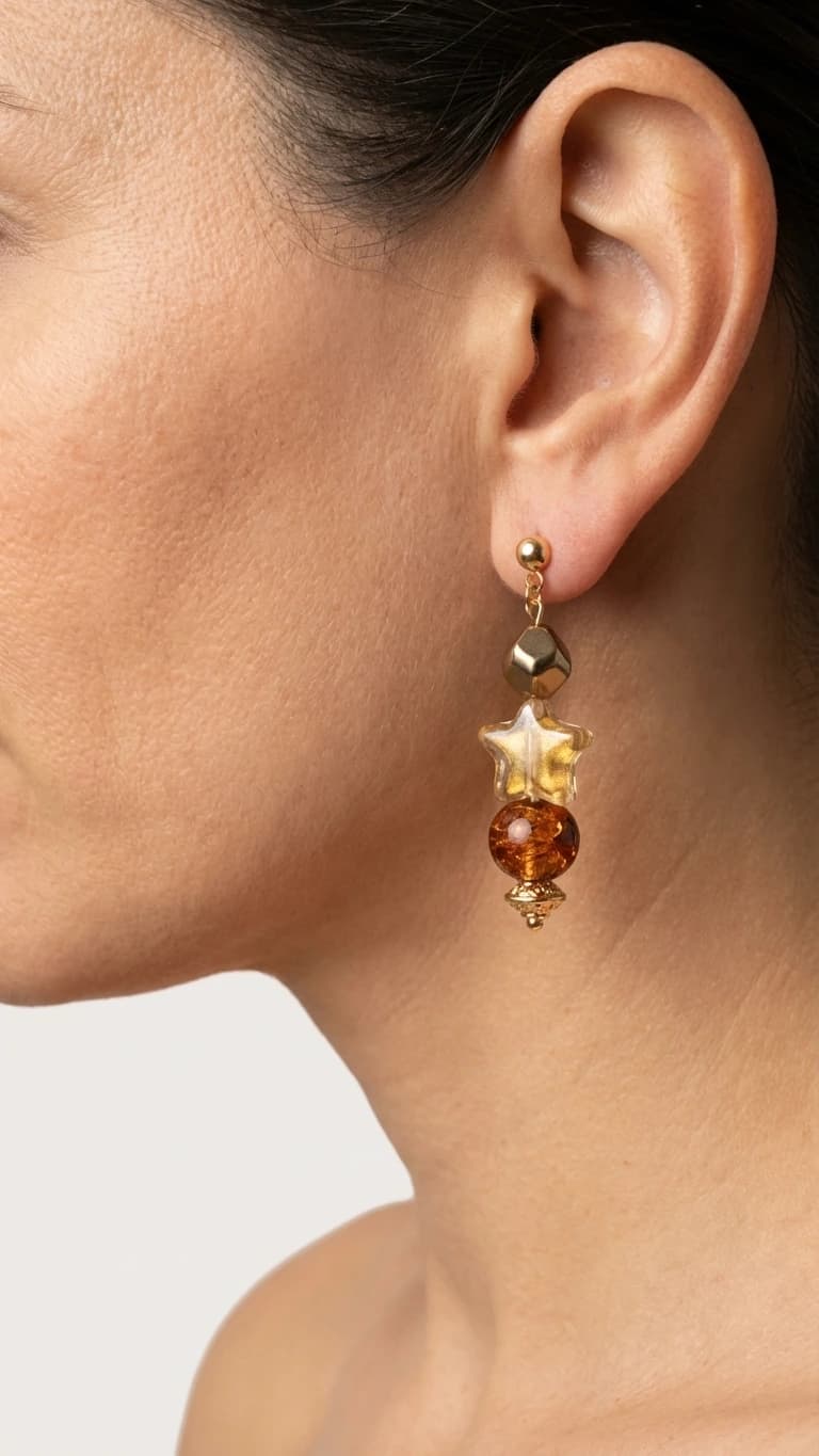 "Jupiterre" - Murano Goldfoil Star Earrings
