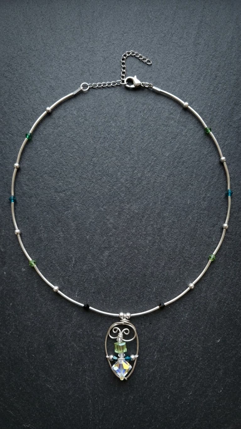 "Chromatix" - Swarovski Artistic Asymmetrical Swirl Necklace