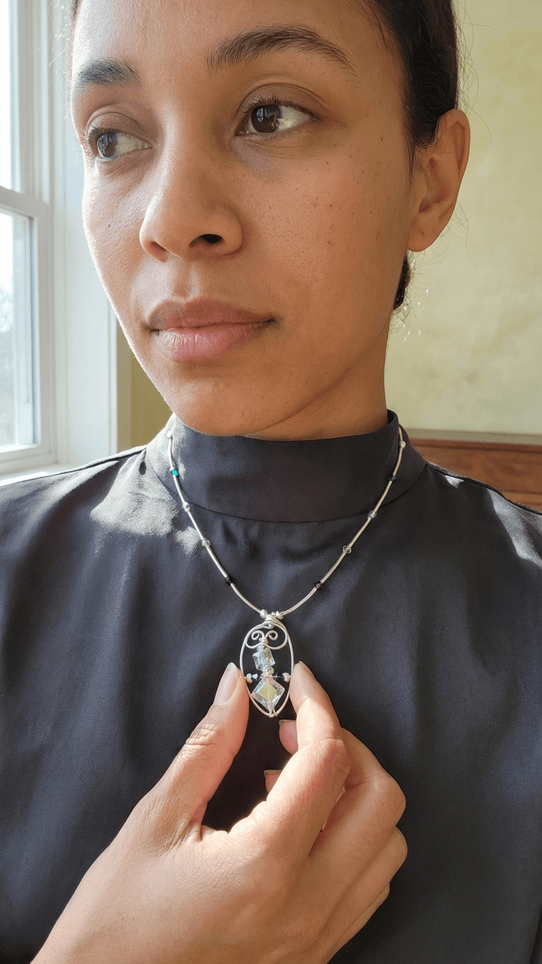 "Chromatix" - Swarovski Artistic Asymmetrical Swirl Necklace