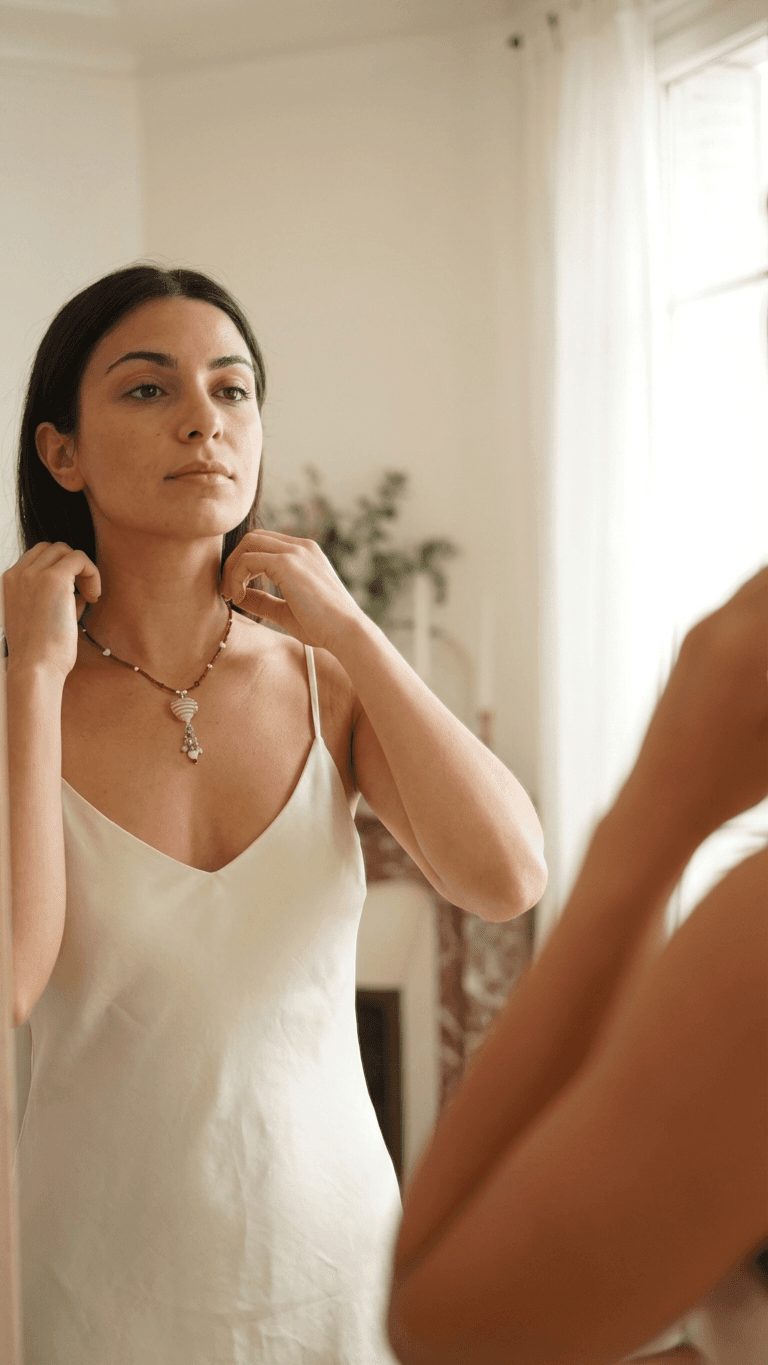 "Blush Heart 2" - Murano Silverfoil Glass Necklace